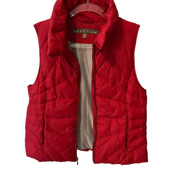Kenneth Cole Reaction Down Puffer Vest Women's Size Large Red Preppy Hiking - Picture 1 of 8
